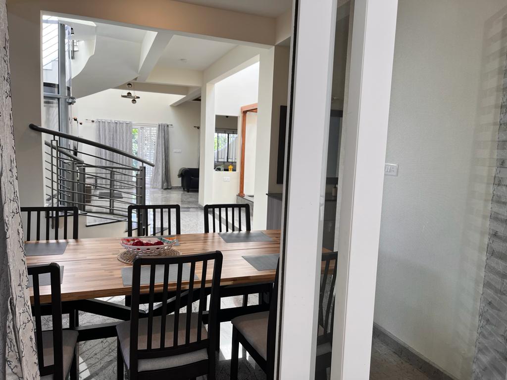 Dining room view at Saptha Sagara Villa